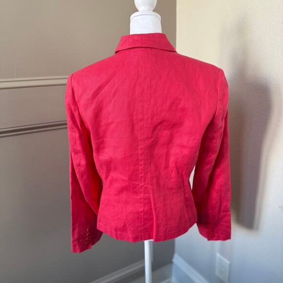Talbots Irish linen Button Down Jacket Women’s Size 8 Dark Pink Blazer - Picture 4 of 7